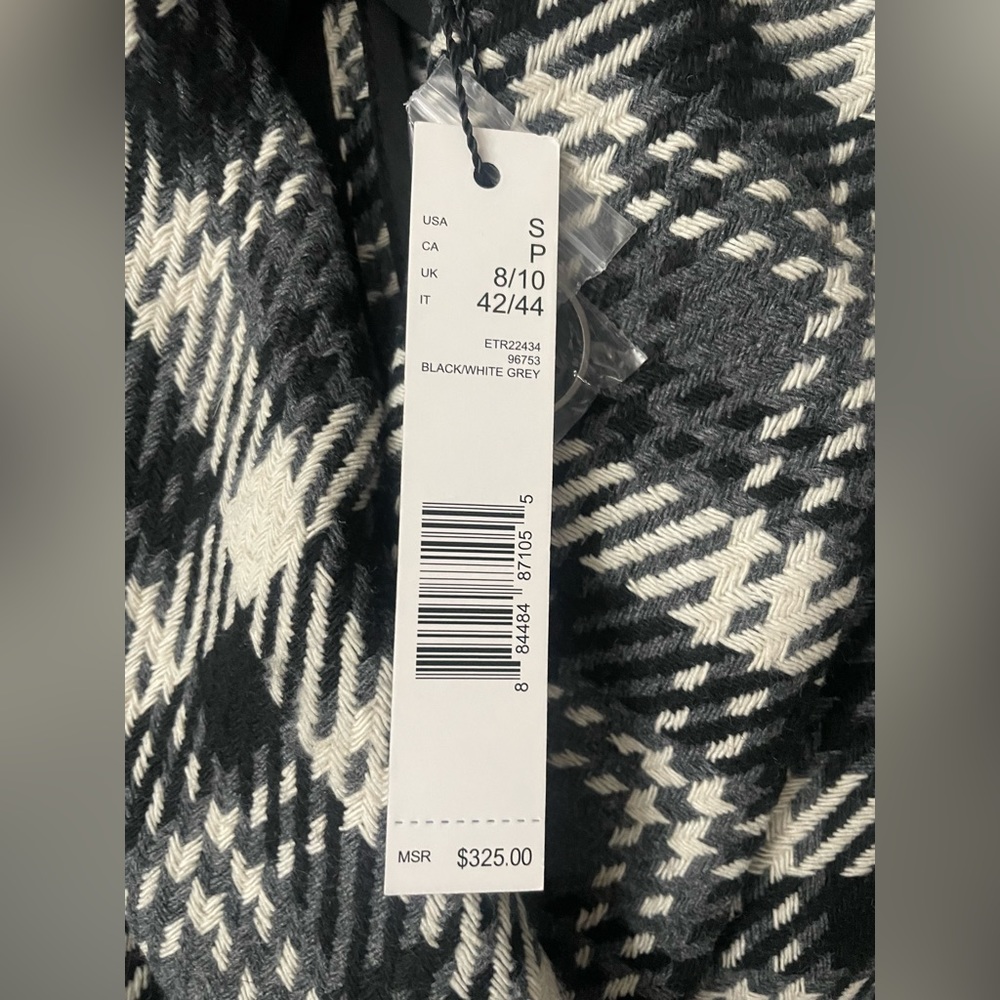 Elie Tahari Black & White Bouclé Wool Blend Blazer Size SP - Picture 11 of 11